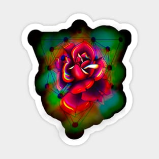 Chrome abberated  geo rose Sticker